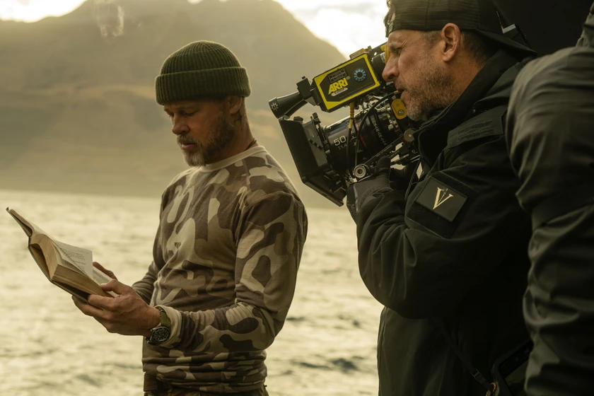 Brad Pitt y David Ayer en en-el-corazon-de-la-bestia (Rodaje)
