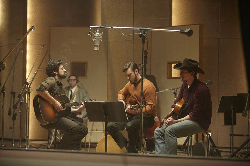 Justin Timberlake, Oscar Isaac y Adam Driver en A Propósito de Llewyn Davis