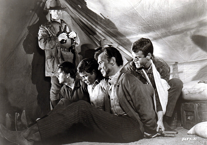 Barry Sullivan, Glenn Corbett, Andrew Prine y Rex Holman en Tierra Salvaje