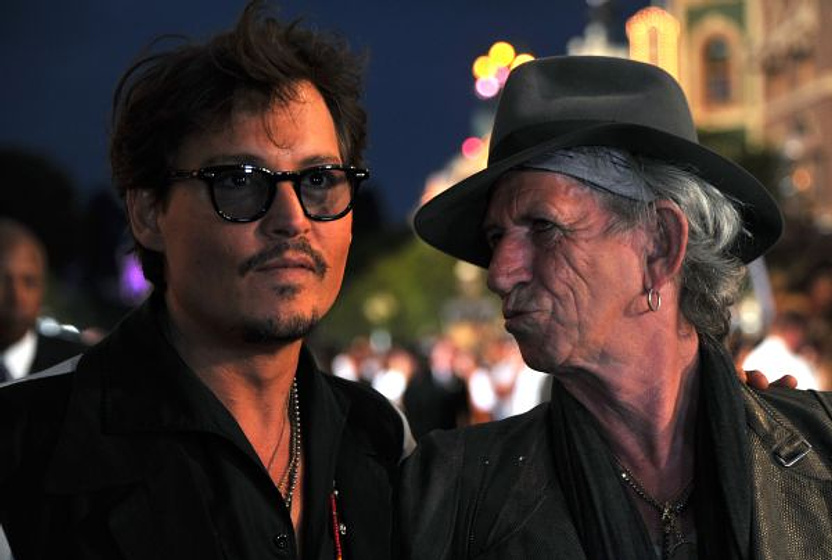Johnny Depp y Keith Richards en Piratas del Caribe: En Mareas Misteriosas (Premiere en USA. Mayo 2011)
