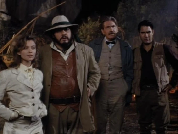 David Warner, John Rhys-Davies, Eric McCormack y Tamara Gorski en the-lost-world