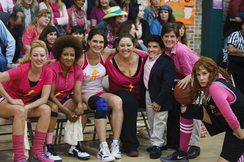 Daryl Hannah, Camryn Manheim, Virginia Madsen, Brooke Shields, Wanda Sykes y Mark Povinelli en a-por-ellas-los-sofocos