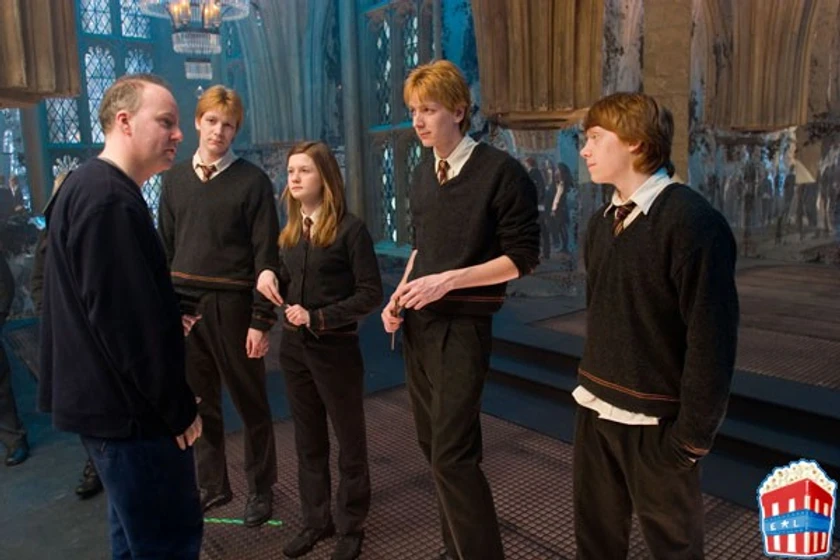 Rupert Grint, Bonnie Wright, David Yates, James Phelps y Oliver Phelps en harry-potter-y-la-orden-del-fenix