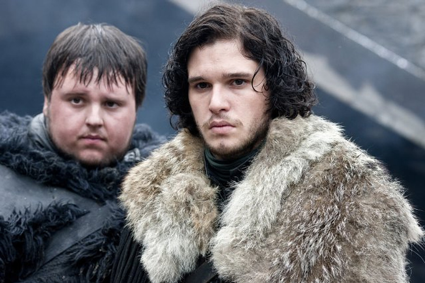 John Bradley y Kit Harington en Juego de Tronos (Jon Nieve y Samwell Tarly)