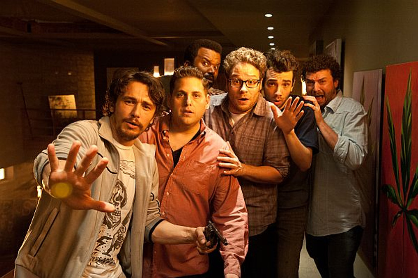 James Franco, Jay Baruchel, Seth Rogen, Jonah Hill, Danny McBride [IV] y Craig Robinson en Juerga hasta el fin