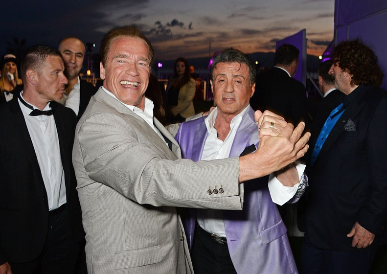 Arnold Schwarzenegger y Sylvester Stallone en Los Mercenarios 3 (Cannes 2014)