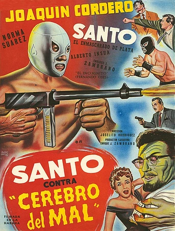 Poster de Santo contra cerebro del mal