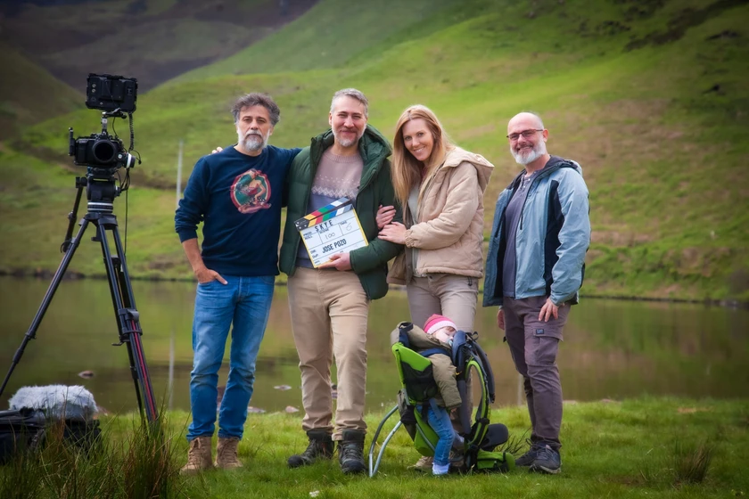 Jose Pozo, Alberto Ammann y Elisabet Terri en skye (Rodaje)