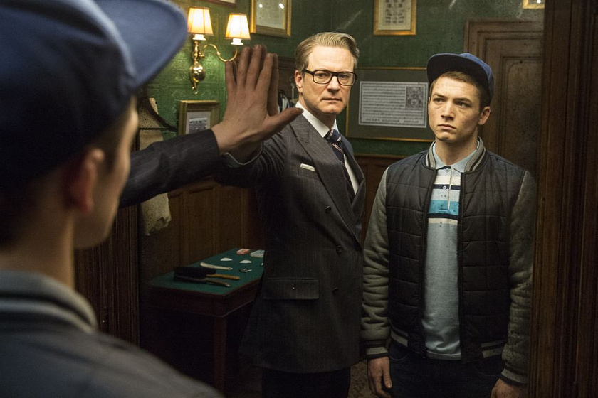 Colin Firth y Taron Egerton en Kingsman: Servicio secreto