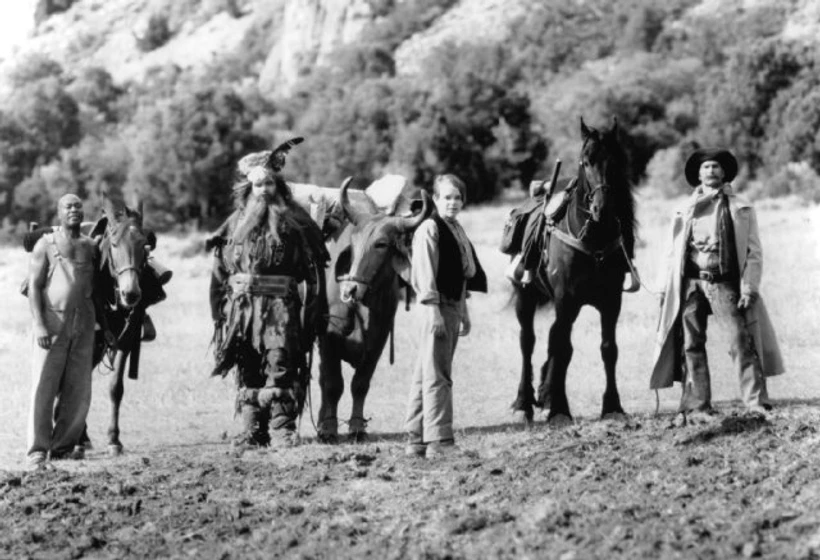Patrick Swayze, Oliver Platt, Nick Stahl y Roger Aaron Brown en un-cuento-el-mito-de-pecos-bill