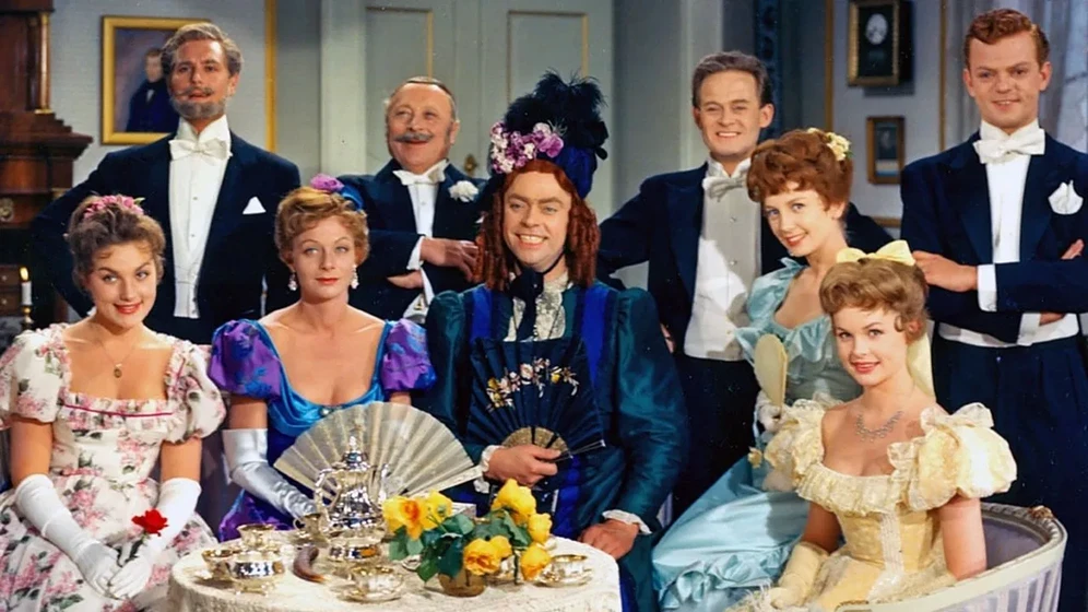 Ghita Nørby, Birgitte Federspiel, Holger Juul Hansen, Susse Wold, Annie Birgit Garde, Dirch Passer, Hans W. Petersen y Ebbe Langberg en charles-tante