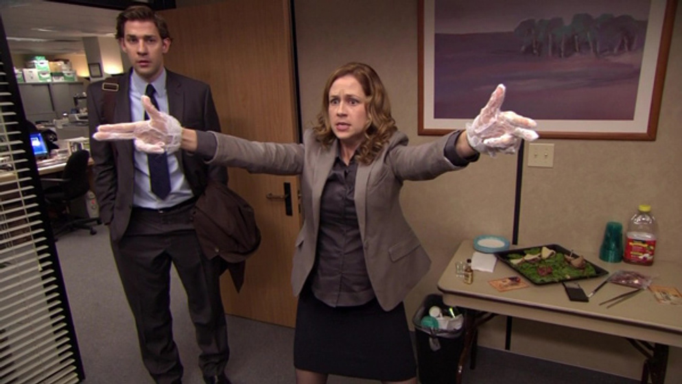 John Krasinski y Jenna Fischer en The Office