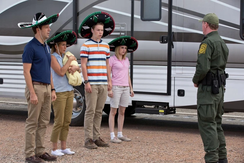 Jennifer Aniston, Emma Roberts, Jason Sudeikis y Will Poulter en somos-los-miller