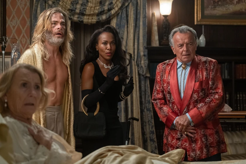 Ray Wise, Juliet Mills, Chris Pine y DeWanda Wise en poolman