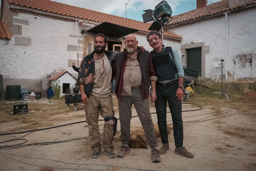 Karra Elejalde, Jesús Carroza y Luis Zahera en Tierra de Nadie (Rodaje)