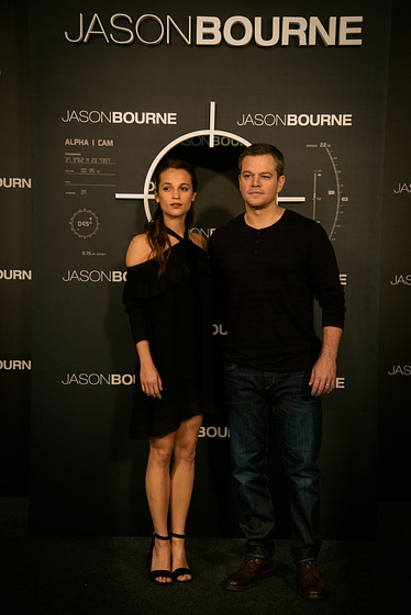 Matt Damon y Alicia Vikander en Jason Bourne (Premiere en Madrid. Julio 2016)