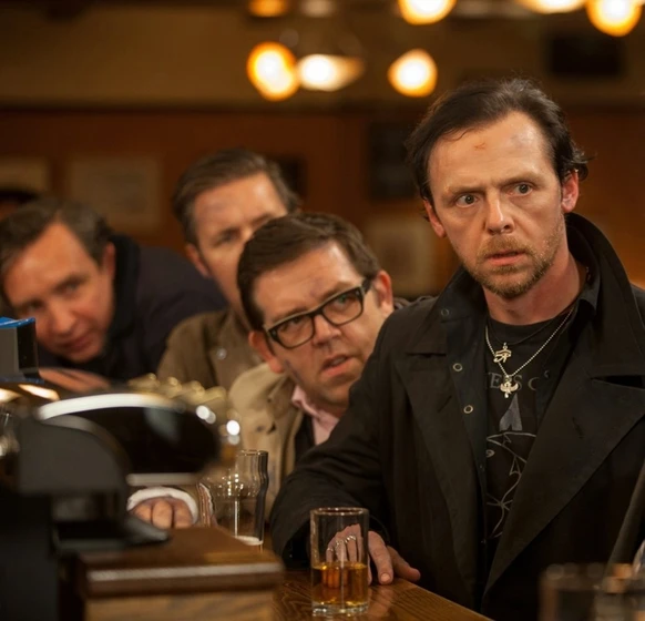 Paddy Considine, Simon Pegg, Nick Frost y Eddie Marsan en Bienvenidos al fin del mundo