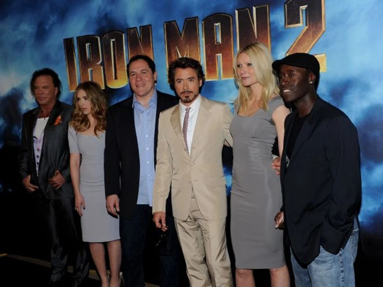 Don Cheadle, Gwyneth Paltrow, Scarlett Johansson, Jon Favreau, Robert Downey Jr. y Mickey Rourke en Iron Man 2 (Premiere en Los Angeles. Abril 2010)