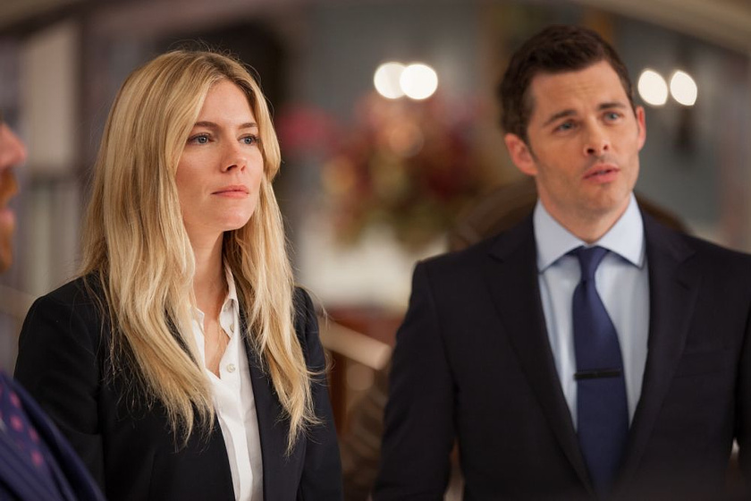 James Marsden y Sienna Miller en Negocios con resaca
