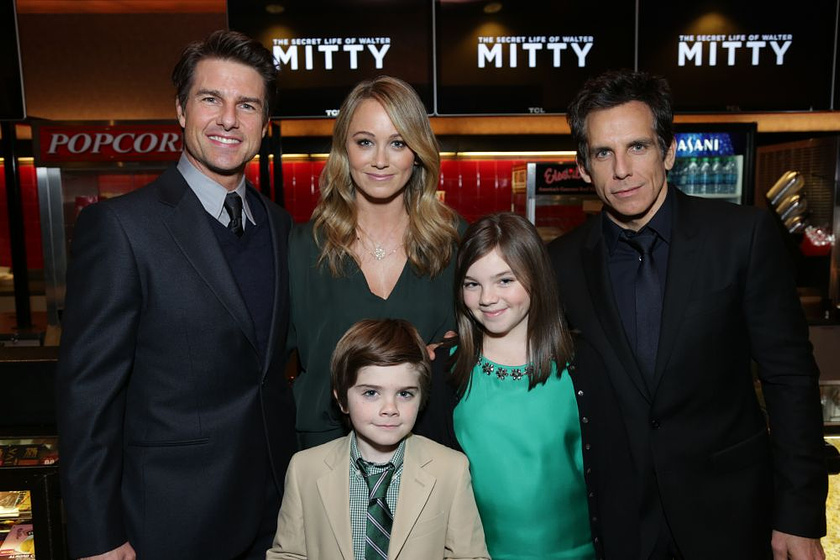 Tom Cruise, Ben Stiller y Christine Taylor en La Vida Secreta de Walter Mitty (Hollywood. Noviembre 2013)