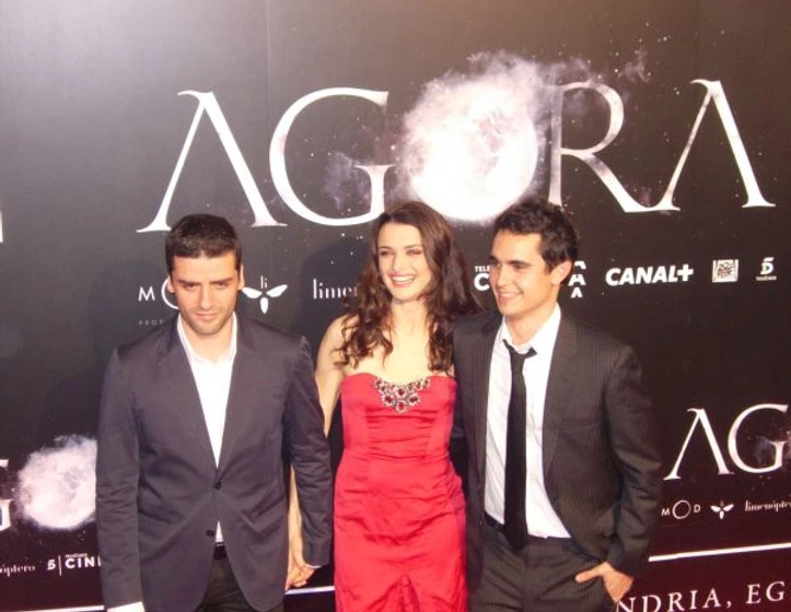 Rachel Weisz, Max Minghella y Oscar Isaac en agora (Photocall en Madrid. Octubre 2009)