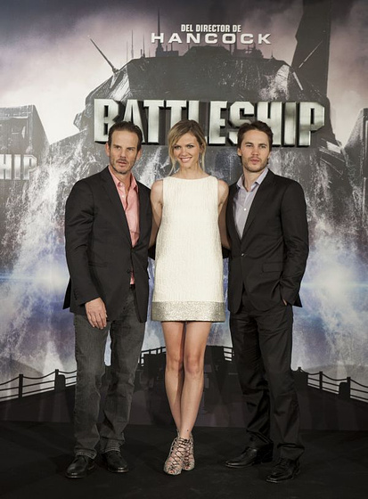 Peter Berg, Taylor Kitsch y Brooklyn Decker en Battleship (Premiere en Madrid. Abril 2012)