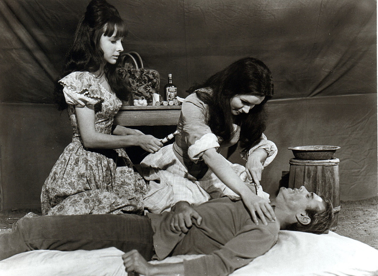 Glenn Corbett, Kathryn Hays y Brenda Scott en Tierra Salvaje