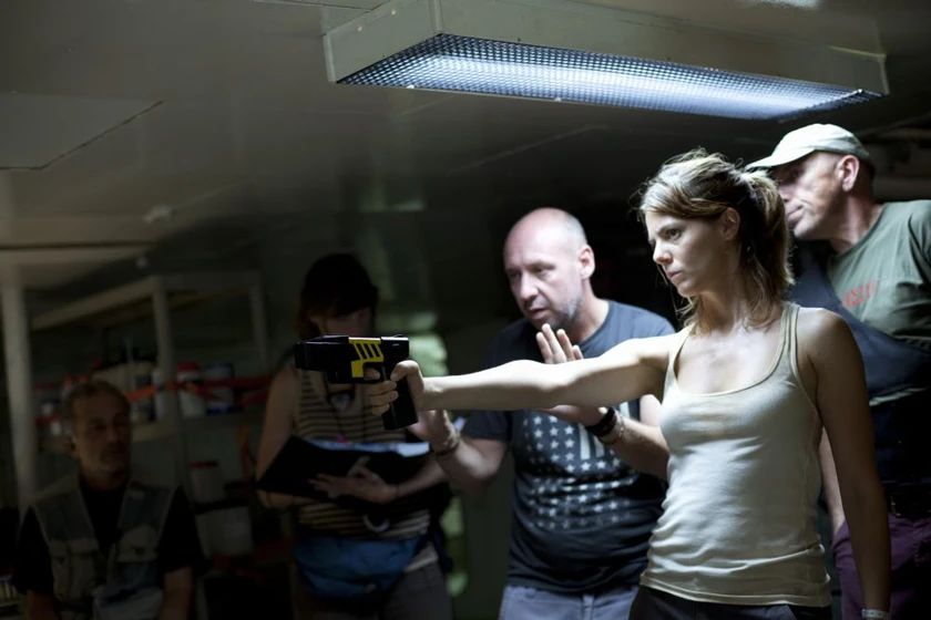 Jaume Balagueró y Manuela Velasco en rec-4-apocalipsis (Rodaje)