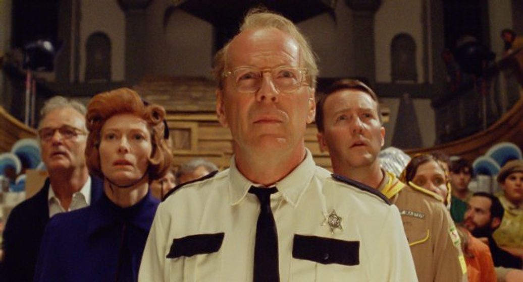 Bruce Willis, Edward Norton, Bill Murray y Frances McDormand en Moonrise Kingdom