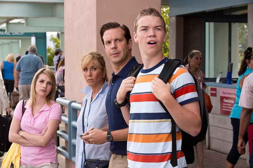 Jennifer Aniston, Emma Roberts, Jason Sudeikis y Will Poulter en Somos los Miller