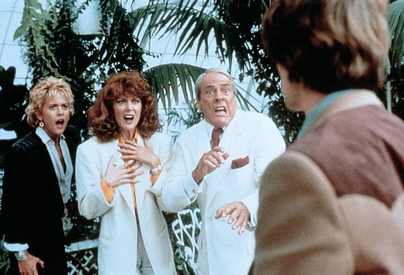 Martin Short, Meg Ryan, Kevin McCarthy y Fiona Lewis en El Chip Prodigioso