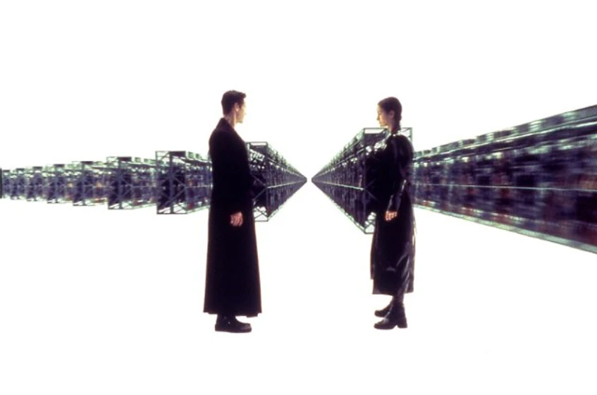 Keanu Reeves y Carrie-Anne Moss en Matrix