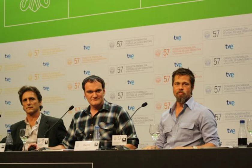 Brad Pitt y Quentin Tarantino en Tonto quien lo lea (Rueda de prensa Malditos bastardos)