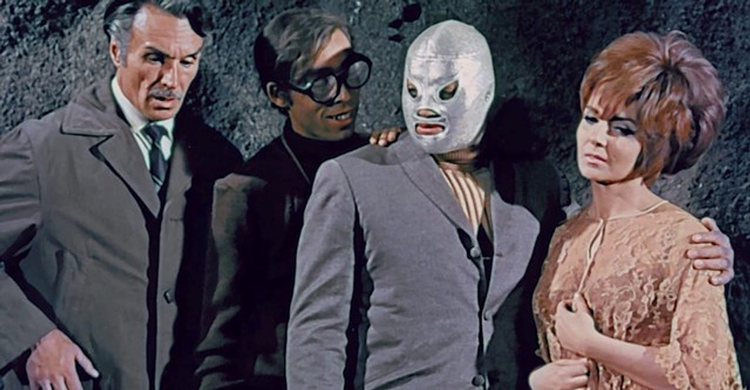 Carlos Agostí, Santo, Alberto Rojas y Noelia Noel en Santo en El tesoro de Drácula