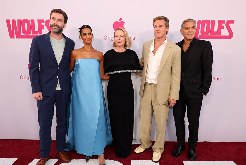 Brad Pitt, George Clooney, Amy Ryan, Poorna Jagannathan y Jon Watts en Wolfs (World Premiere. Septiembre 2024)