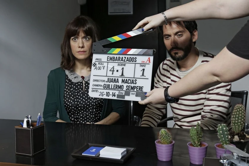 Alexandra Jiménez y Paco León en embarazados (Rodaje)