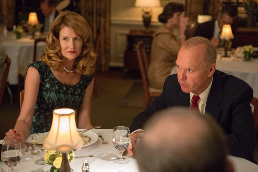Michael Keaton y Laura Dern en el-fundador