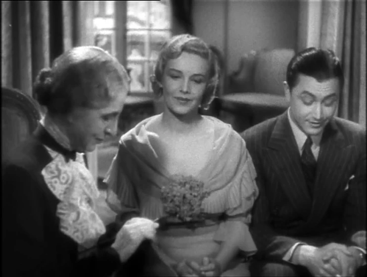 Madeleine Carroll, Robert Young [I] y Florence Kahn en el-agente-secreto