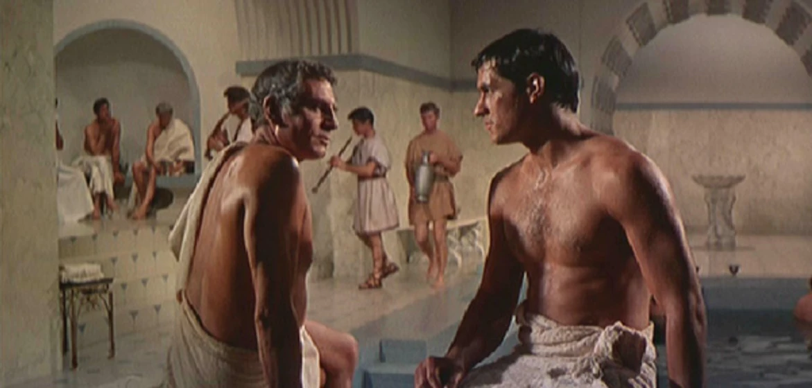 Laurence Olivier y John Gavin en Espartaco