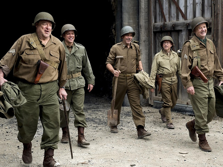 George Clooney, Bill Murray, John Goodman, Matt Damon y Bob Balaban en Monuments Men