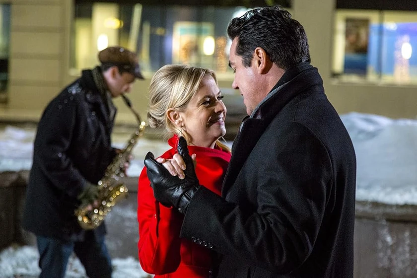 Dean Cain y Melissa Joan Hart en broadcasting-christmas