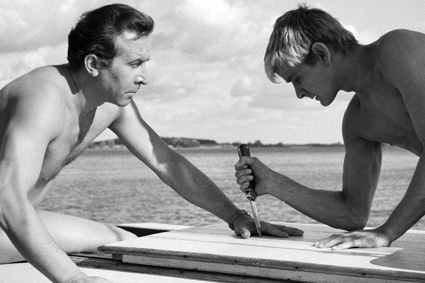 Leon Niemczyk y Zygmunt Malanowicz en El Cuchillo en el Agua