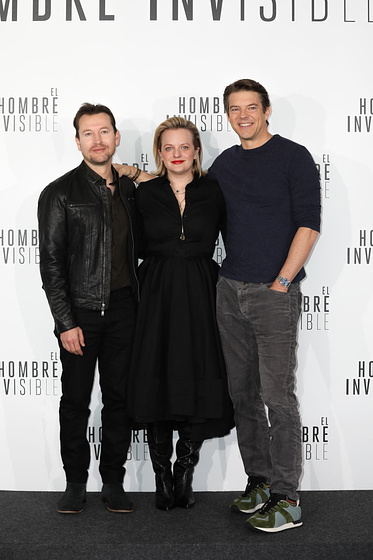 Elisabeth Moss, Leigh Whannell y Jason Blum en El Hombre Invisible (Photocall en Madrid. 2020)