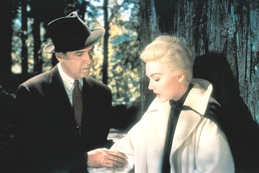 James Stewart y Kim Novak en Vértigo (de Entre los Muertos)