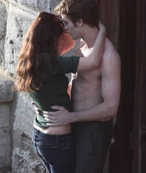 Kristen Stewart y Robert Pattinson en La Saga Crepúsculo: Luna Nueva (Rodaje)