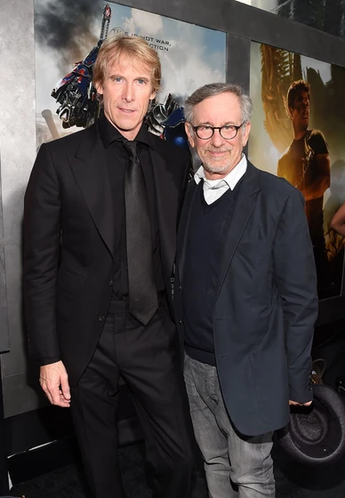 Steven Spielberg y Michael Bay en Transformers: La Era de la Extinción (Premiere en New York. Junio 2014)