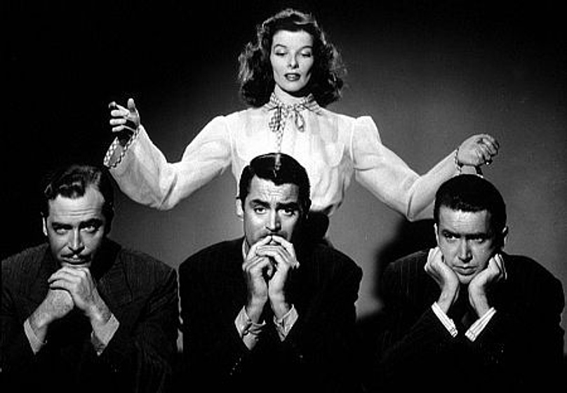 James Stewart, Cary Grant, Katharine Hepburn y John Howard en Historias de Filadelfia