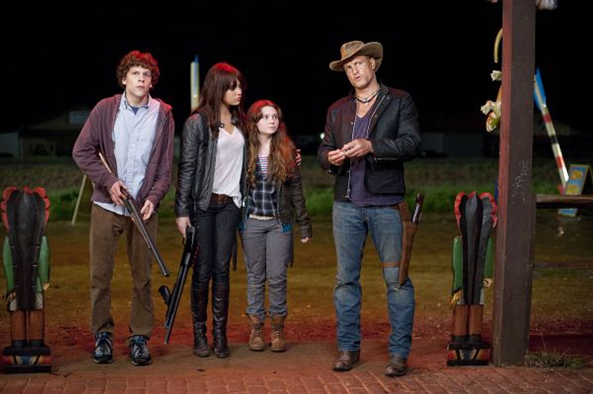 Woody Harrelson, Abigail Breslin, Jesse Eisenberg y Emma Stone en Bienvenidos a Zombieland