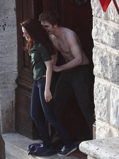 Kristen Stewart y Robert Pattinson en La Saga Crepúsculo: Luna Nueva (Rodaje)