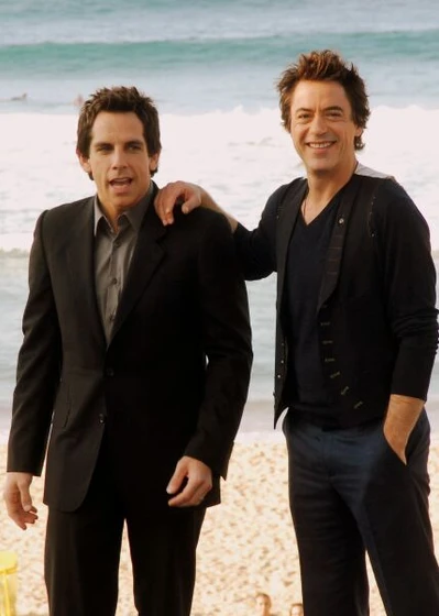 Ben Stiller y Robert Downey Jr. en tropic-thunder-una-guerra-muy-perra (Premiere en San Sebastián. Septiembre 2008)